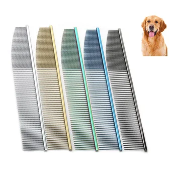 Small Crescent Comb for Cats and Dogs Stainless Steel Pet Beauty Grooming Tool with Open Knot Removal Fluffy Hair Cleaning