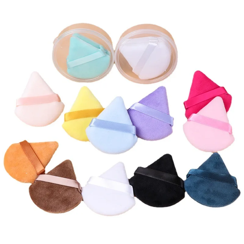Gmagic Triangle Velvet Powder Puff Heart Velvet Satin Air Cushion Makeup Sponge Powder Puff for Foundation Highlighting Powder