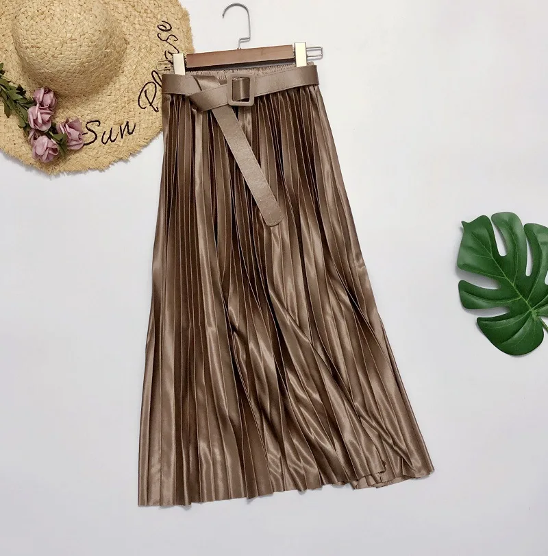 Spring and Summer Women Pleated Skirt With One Size Female Korean Style Women's High Waist Vintage Midi Skirt