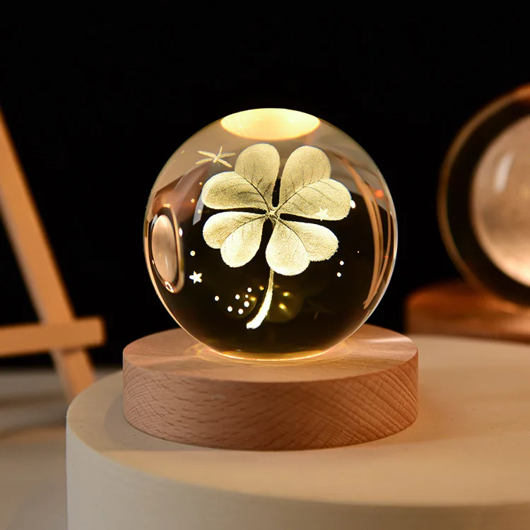 3D Warm White USB Power Crystal Ball Moon Night Light LED Planet Globe Table Lamp Home Decor Gift