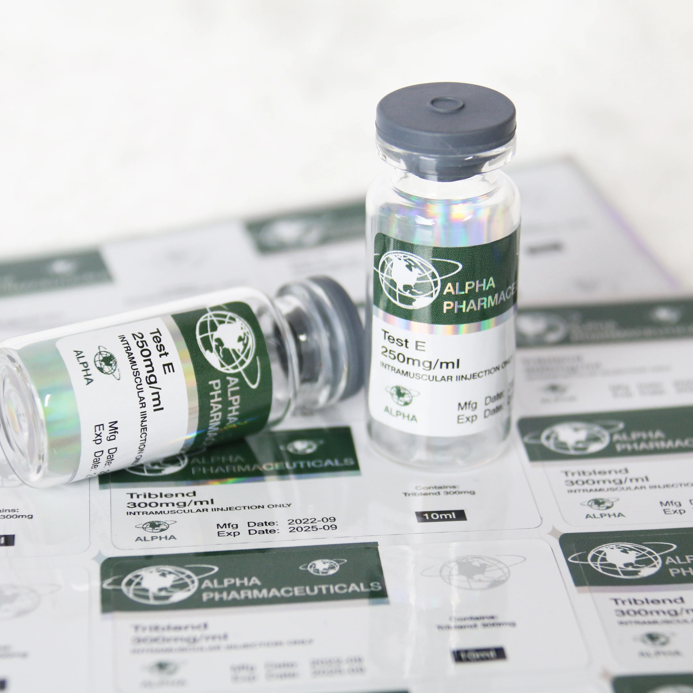 Pharmaceuticals labs 50g scratch sticker in roll hologram 10ml vial labels and box