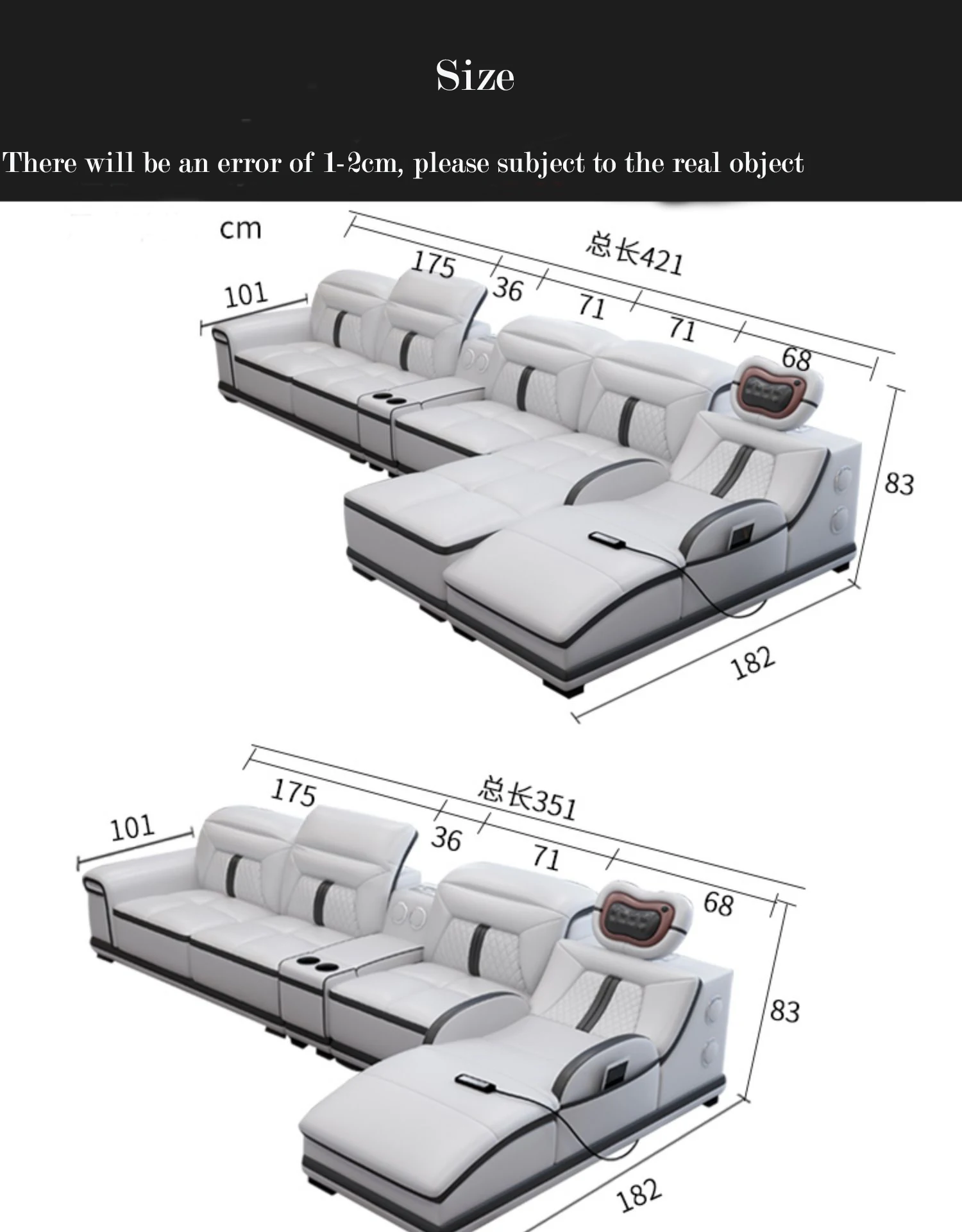 Custom Multifunction Blackleather Sofa,Lazyboy Recliners,Modern Leather