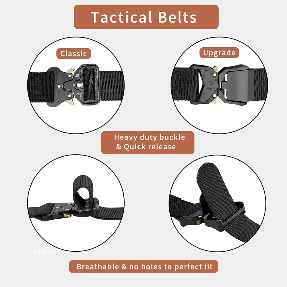 Wholesale Men Nylon Tactical Ratchet Belt Riggers Work Belts Adjustable Quick-Release Training Gift Belts