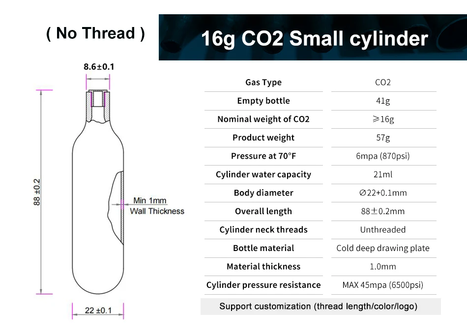 High Pressure 16g CO2 Cartridge Reliable CO2 Canisters High Pressure 16g CO2 Cartridge Reliable CO2 Canisters
