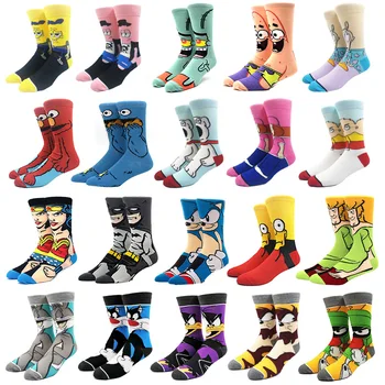 2022 Hot Selling Custom Design Funny Marvel Anime Super Hero Crew Socks Men Cotton Oem Fashion Socks Cartoon for Men Socks