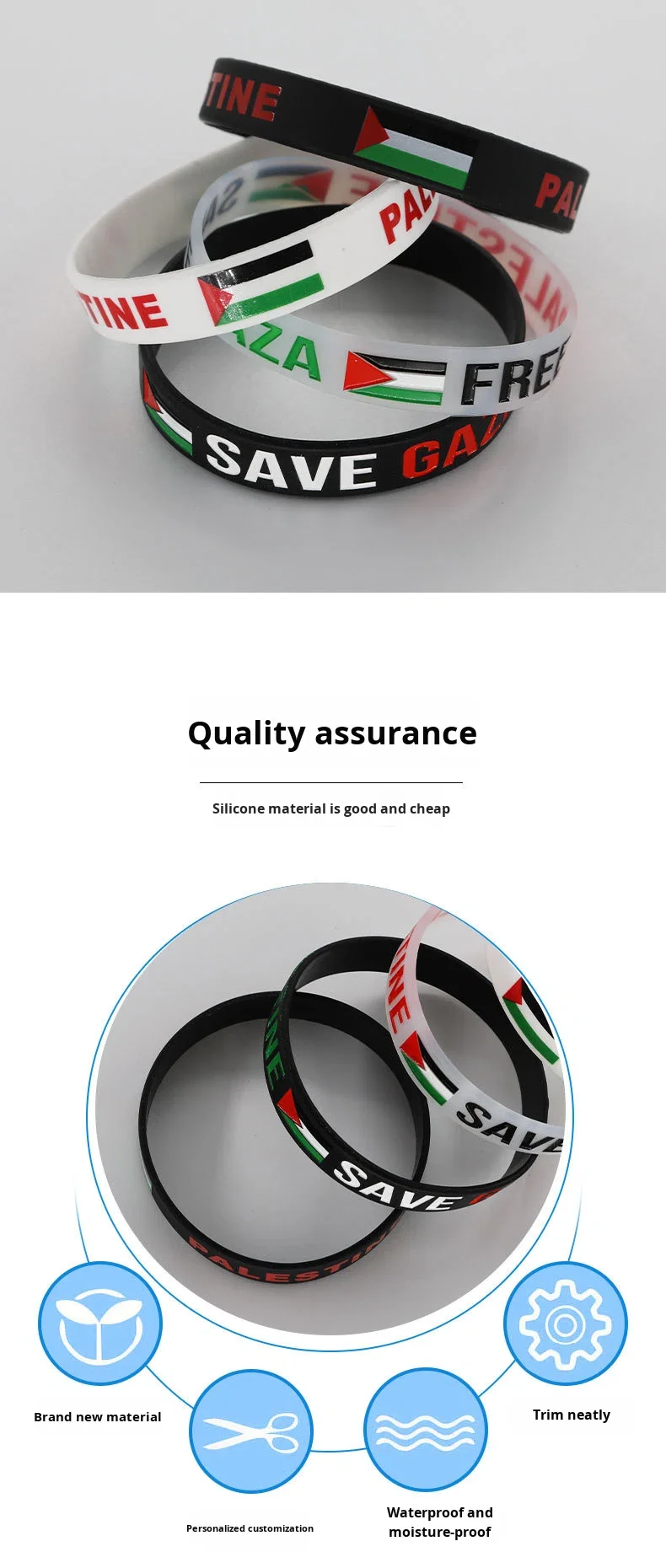 Silicone Wristband As a Small Gift. European and American Version. for Palestine. Eco-friendly. Sporty Silicone Wristband manufacture