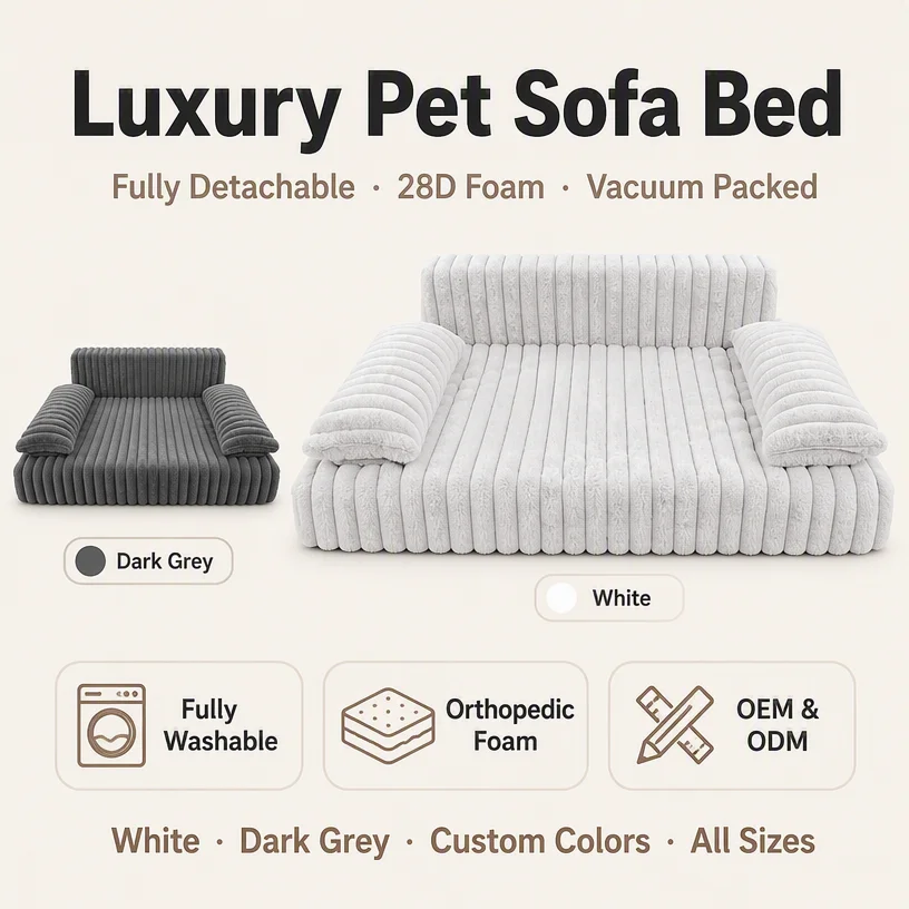Cut Pile Corduroy Pet Sofa Bed — Product details 3