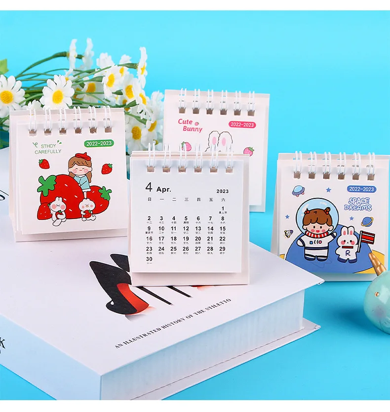 Wholesale Custom Calendar ins Cartoon Cute Small Mini Coil Hardcover Calendar Home Office Calendar details