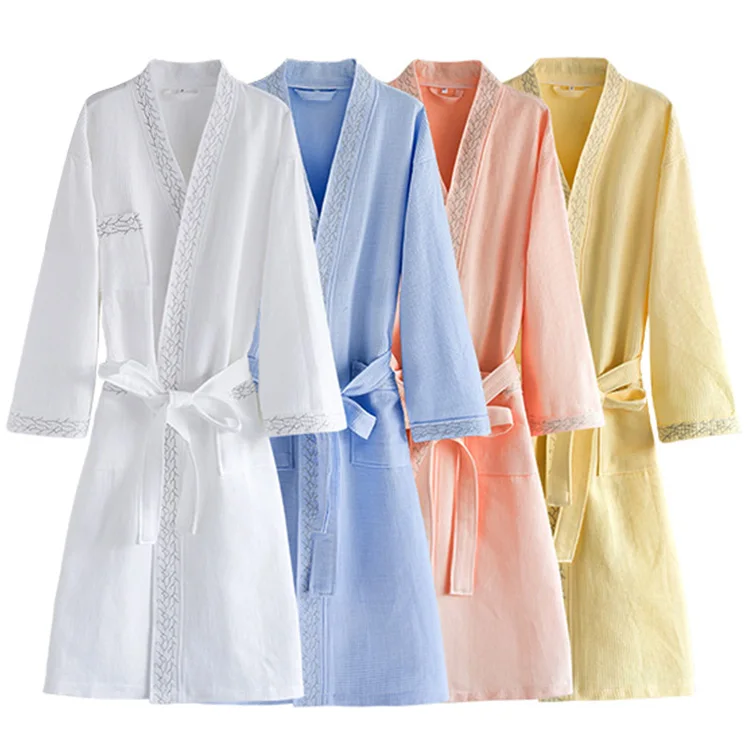 Wholesale Sleepwear Hotel Unisex Luxury Bathrobe 100 Cotton Cut Pile