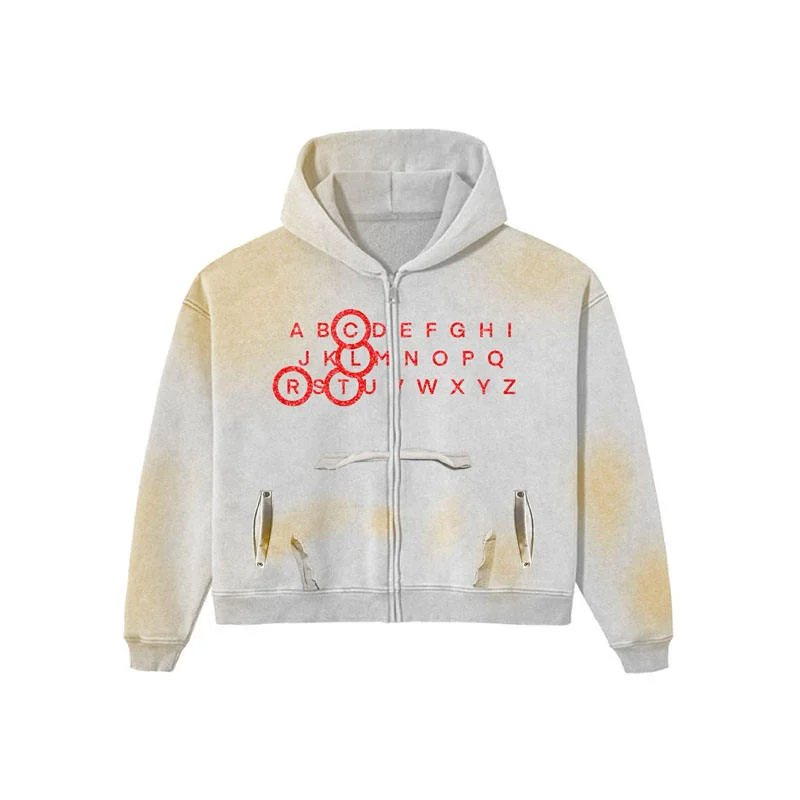 High Quality DTG Printed Distressed Sun Faded Zip up Hoodies Custom Logo Heavy Weight Cotton Men's Streetwear Zipper Hoodie