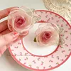 Flores de zapato de rosa de organza rosa