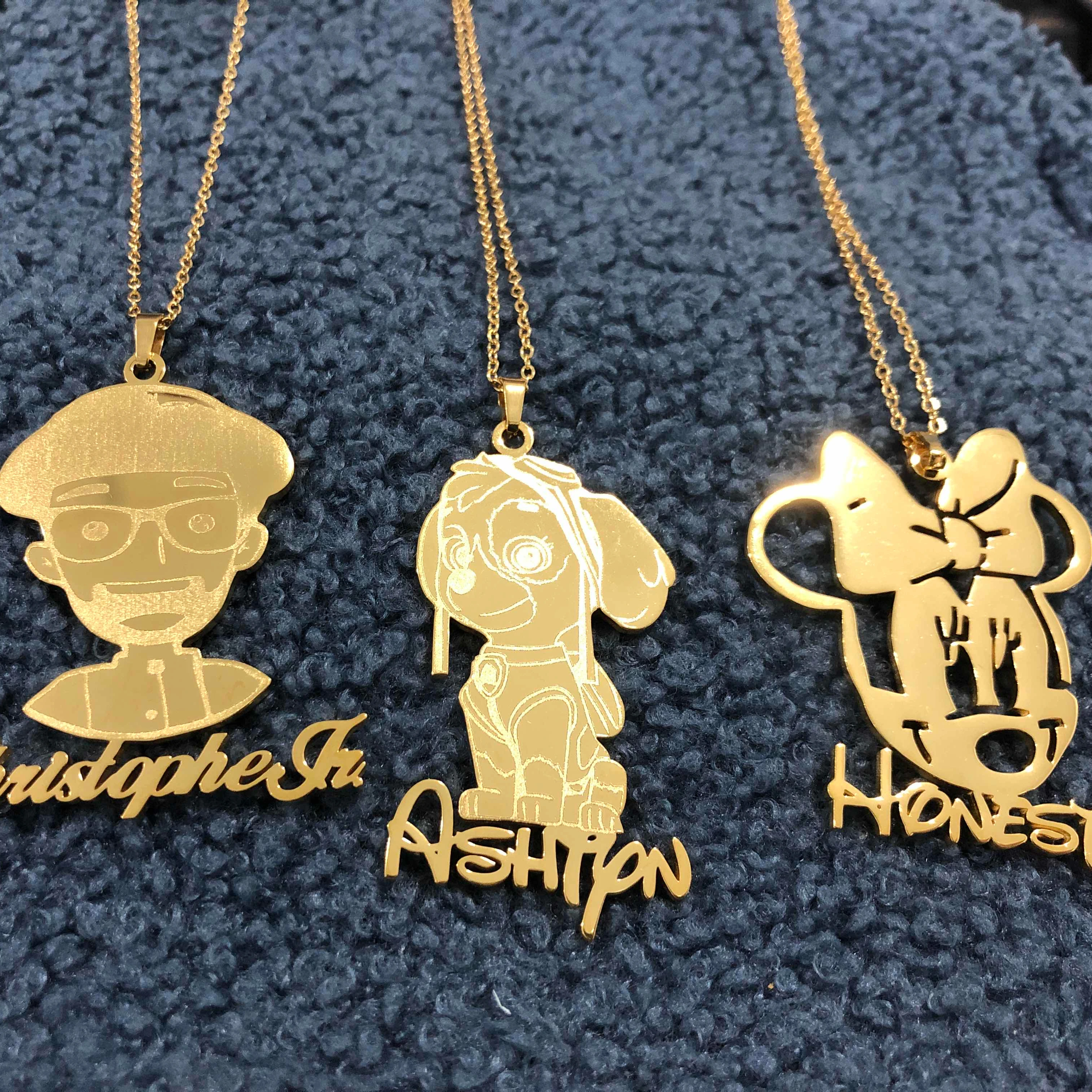 1pc Stainless Steel Necklace With Cartoon Character Pendant For