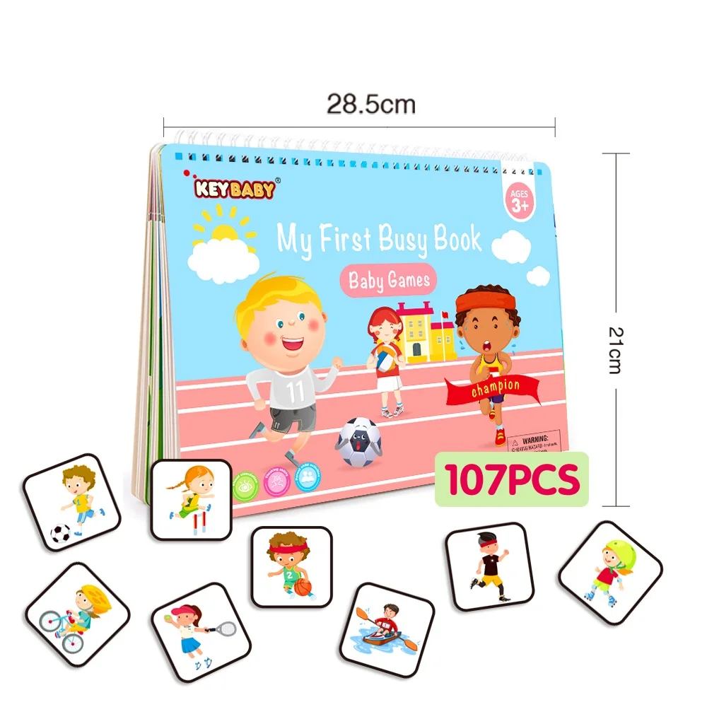 KeyBaby montessori busy book for kids preschool children busy book sticker activity books sport wholesale and custom