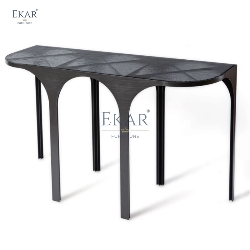 product elegant modern round dining table sturdy metal base  glass top for home villa hotel kitchen dining room furniture-65