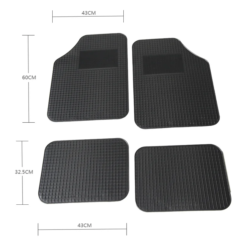 Easy Clean Universal 4 Pcs Colorful Black Pvc Custom Car Floor Mats