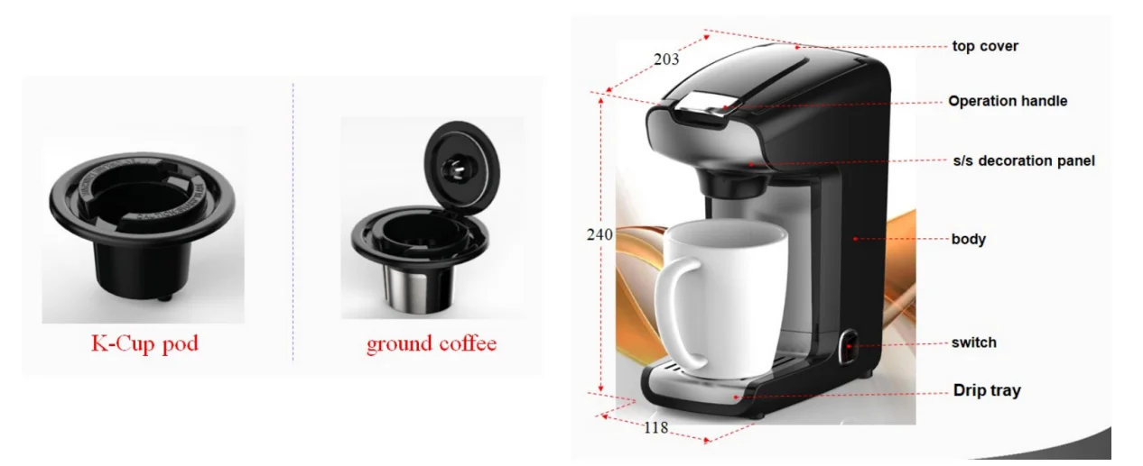 Household Portable Size Electrical Capsule Kcup Coffee Maker Machine