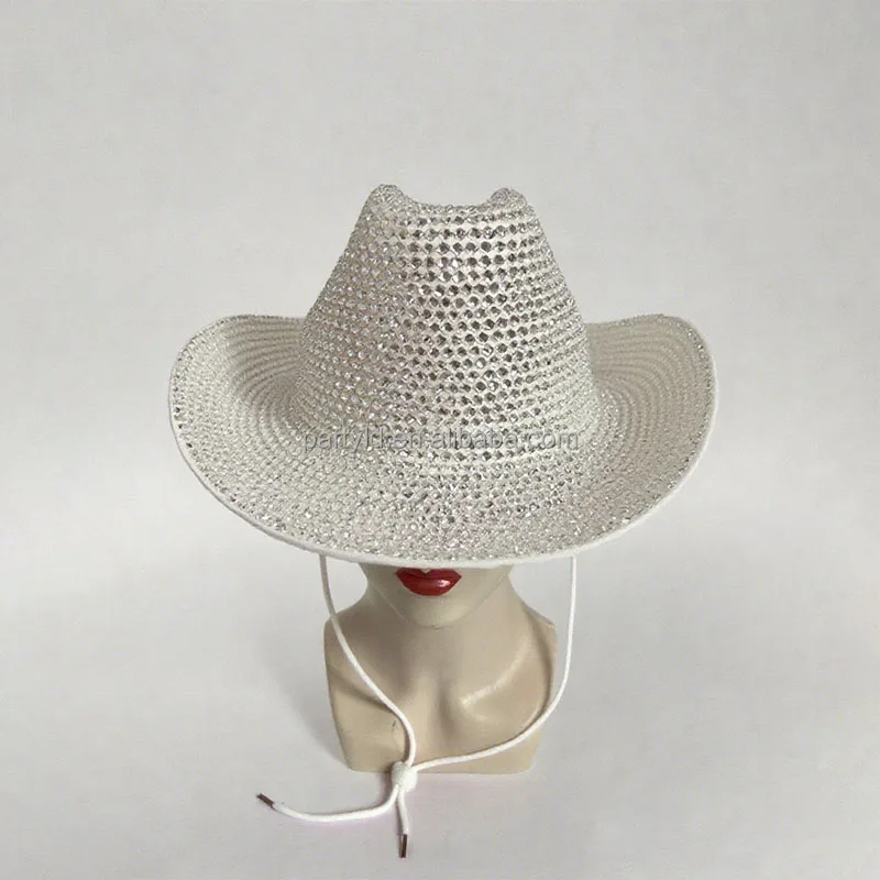 Unisex Sparkly Rhinestone Western Cowboy Hat 100% Polyester Pink Men/Women Outdoor Sports Parties Travel Costumes All Seasons