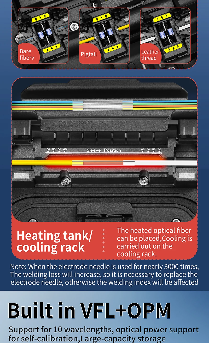 COMPTYCO A-5 Optical Fiber Welding Machine with OPM/VFL Touchscreen Fusion Splicer Machine 7800mAh Fiber Optic Fusion Splicer factory