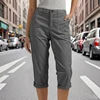 Grey Ladies 3 Quater Cargo Pants Capri Trousers