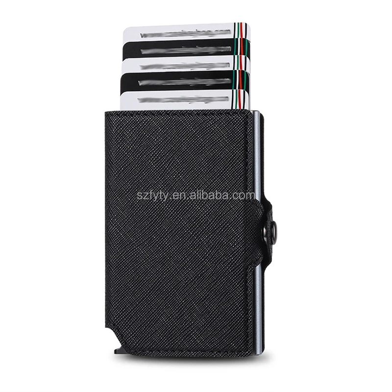 Stock Pop up Aluminum Magnetic Slim Wallet AirTg Holder RFID Protect