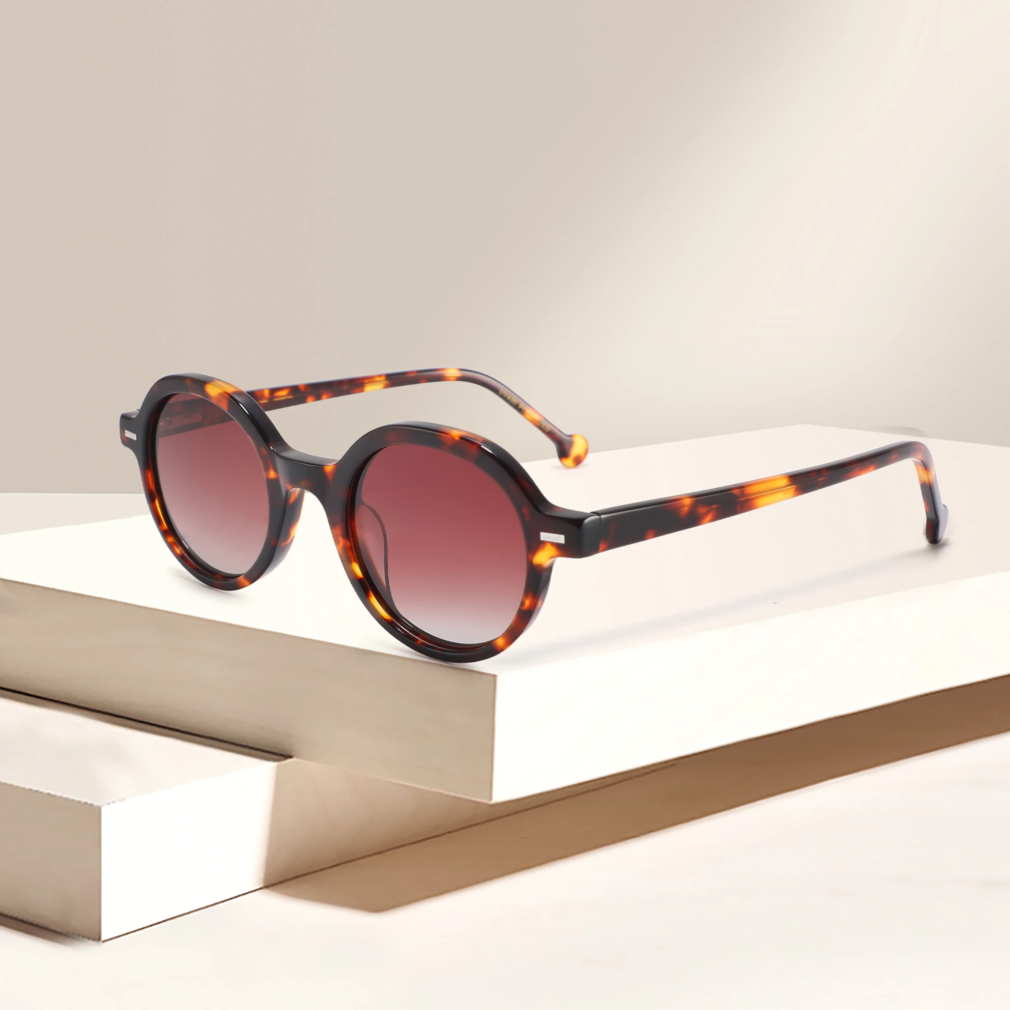 CONCHEN Manufacturer Luxury Designer Unisex Round Frame Custom Logo Polarized Acetate Sunglasses_voghion.com