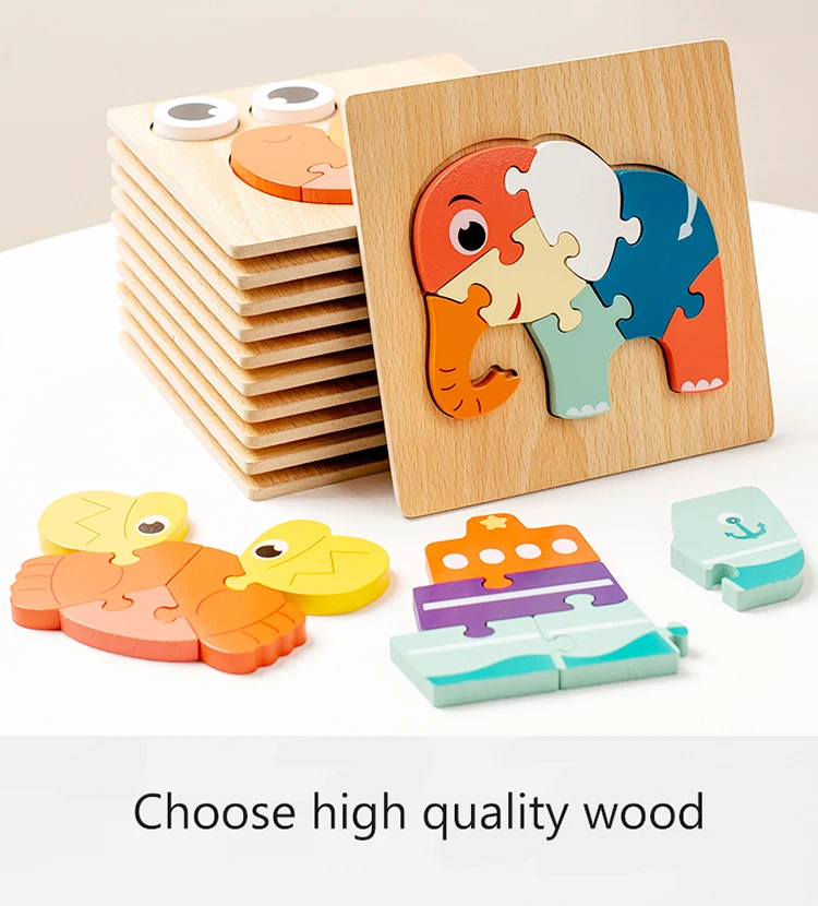 Montessori 3D Puzzle Cube Board Games DIY Cartoon Animal Wooden ...