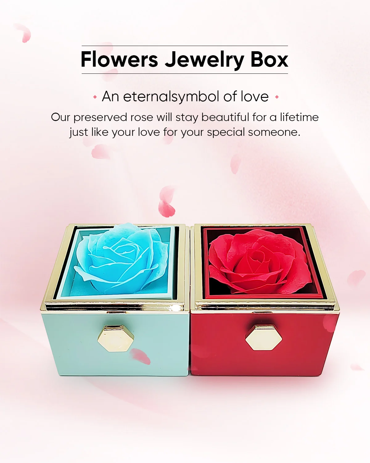 2023 Hot Selling Low Price Eternal Preserved Soap Rose Jewelry Gift Box With Necklace/ring