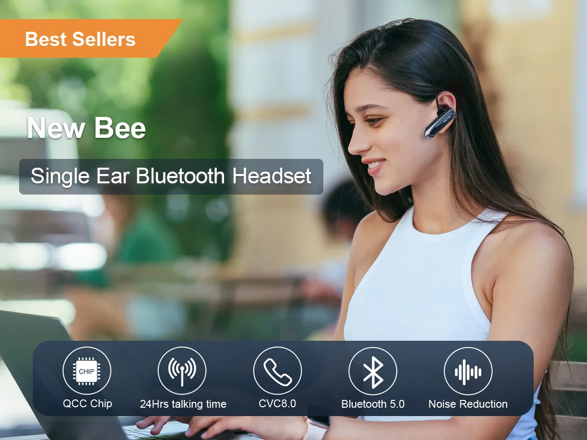 New Bee LC-B41 Bluetooth 5.0 Wireless Headset with Noise Cancellation