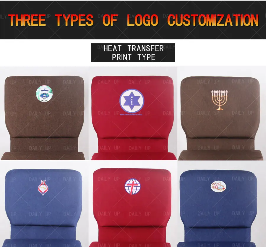 Upholstered Church Pray Chair With Armrests Metal Frame Theater Chair With Customization Logo Padded Auditorium Chair