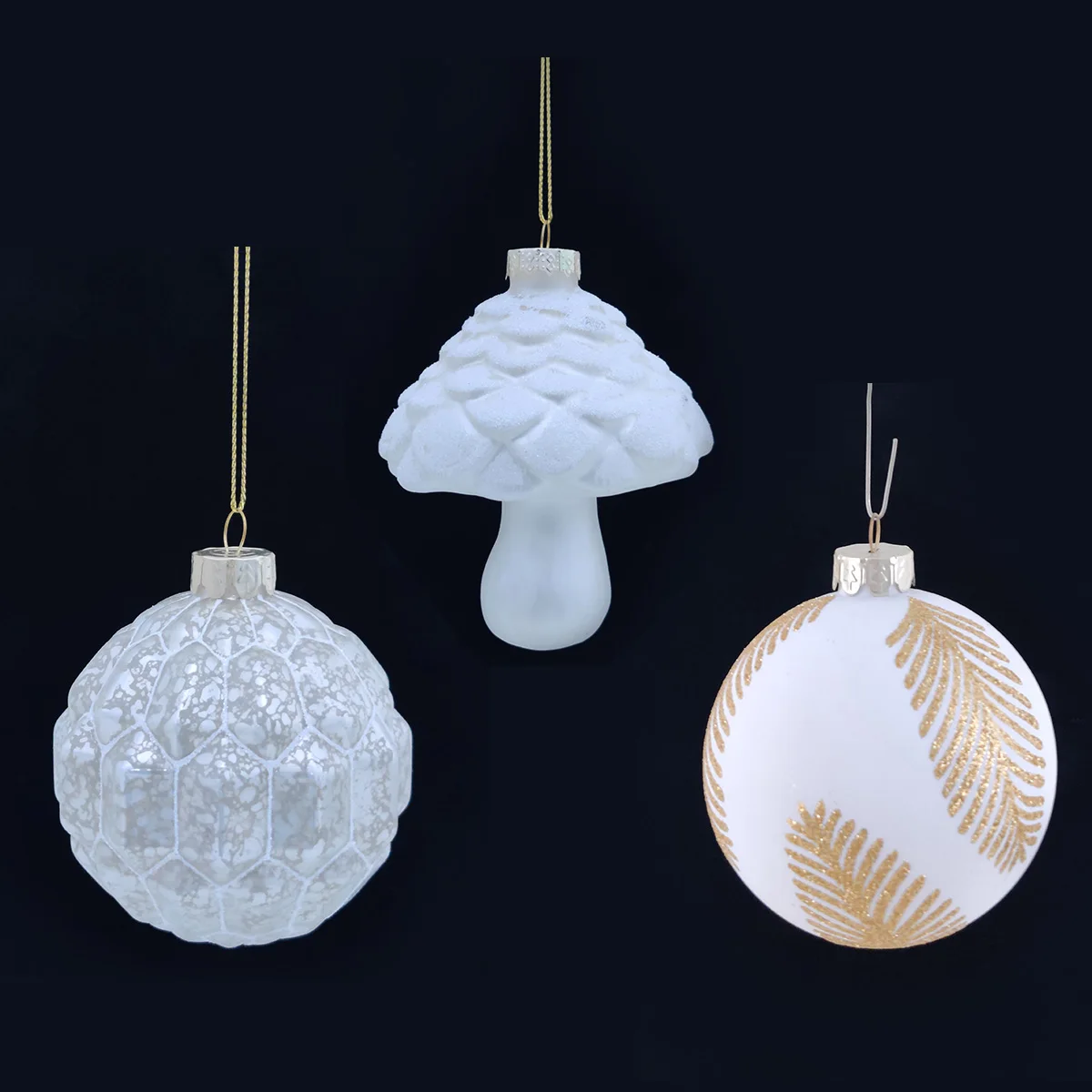 Custom personalised clear cut modern white glass handmade hanging Christmas tree ball pendant light ornament set manufacture