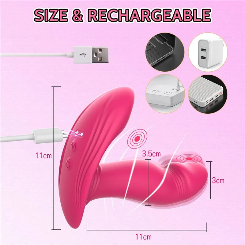 APP Controlled Vibrating & Wiggling Wearable Butterfly Clitoral Anus Sex Stimulator G Spot Panty Dildo Vibrator for Women