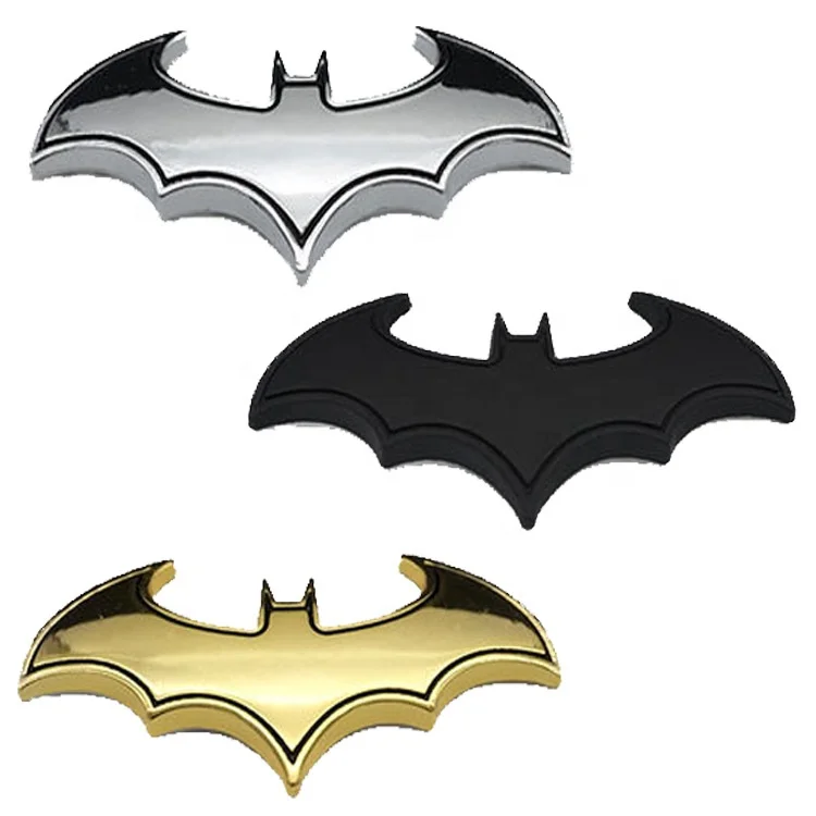 thumbnail image 2 of Chrome Metal 3D Bat Car Tail Badge Emblem – Universal Auto Decor Sticker – 8cm 2 of 6