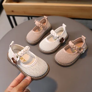 Wholesale Children's Knitting Hollow Out Princess Footwear Girls' Shoes Soft Soled Korean Princess Shoes