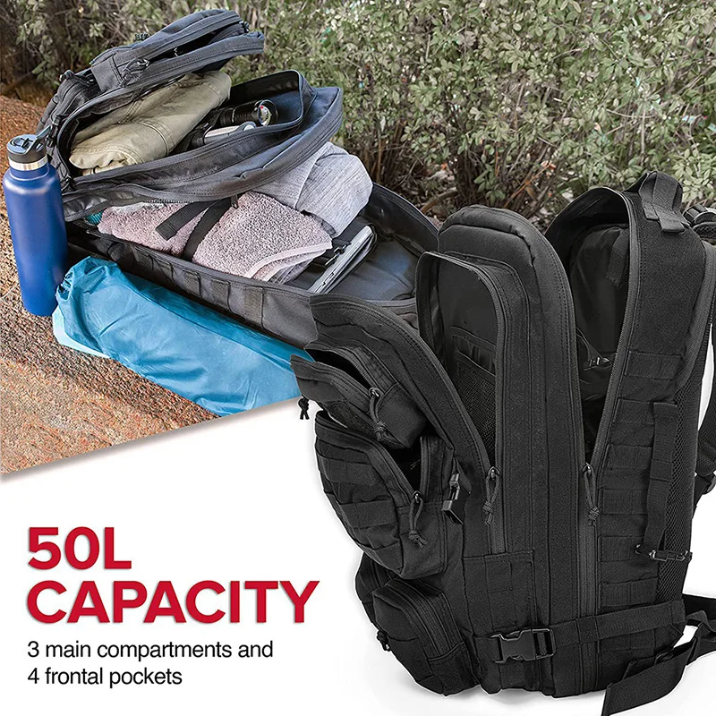 Factory Direct Sales Outdoor Waterproof Hiking Survival Backpack High Capacity Sport Tactical Backpack Men's Assault Backpack