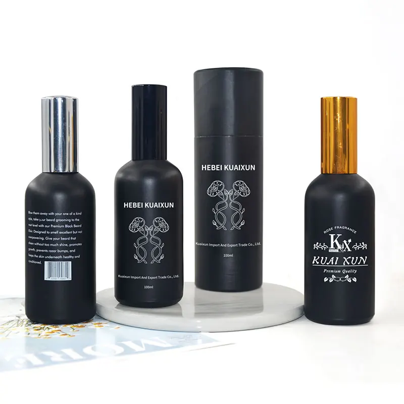 Пустой Бостон круглый черный стеклянный флакон для парфюмерного масла 100 мл тумана