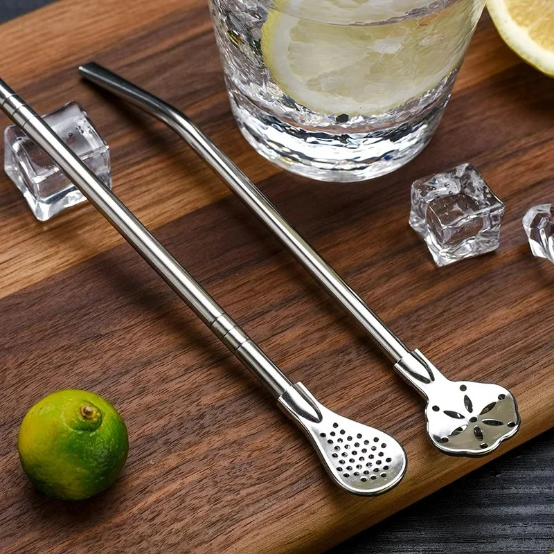 Modern Custom Designed Stainless Steel Yerba Mate Straws Spoon Barware for Party Office & Tabletop Tea Drinking in Argentina