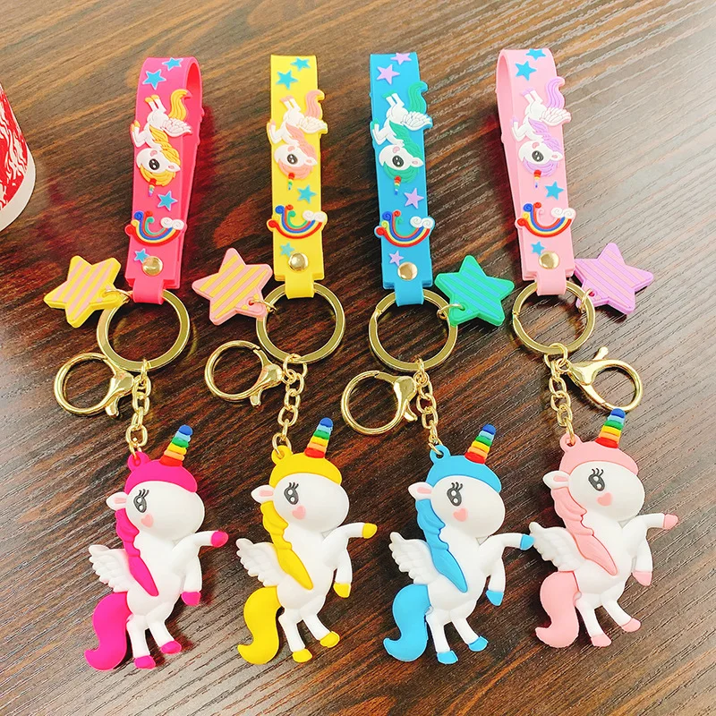 Cute Cartoon 3D PVC Animal rainbow Pink Yellow Red Blue Horse