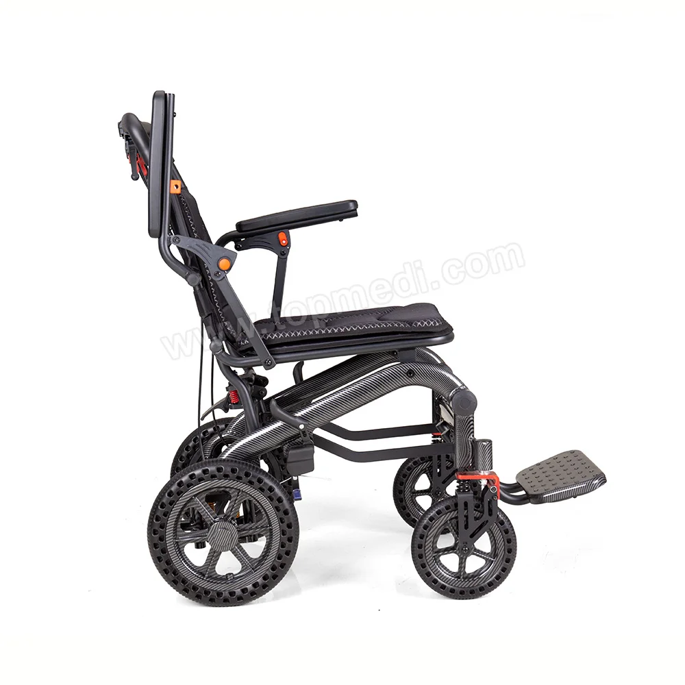 Topmedi Easy Folding Portable Manual Wheelchair With Breathable Cushion