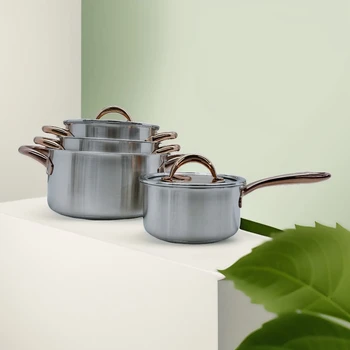PVD 4pcs Modern Stainless Steel  Kitchen Classic Soup Pot Cookware Set