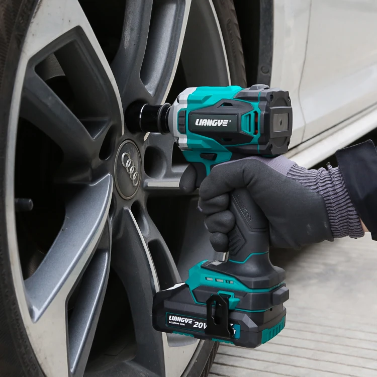 20V Battery-Powered Lithium-Ion Brushless 400Nm Compact Portable 1/2-Inch Lightweight Cordless Impact Wrench for Automotive Home