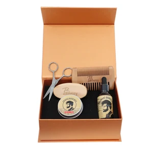 2026 Private Label Beard Grooming Kit with Growth Oil Balm Comb Brush Set for Personal Care