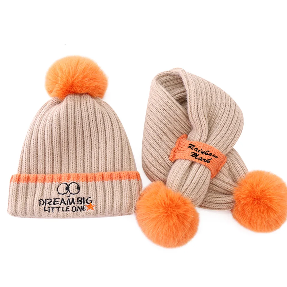 Hot sale kids hat and scarf set for cold weather winter