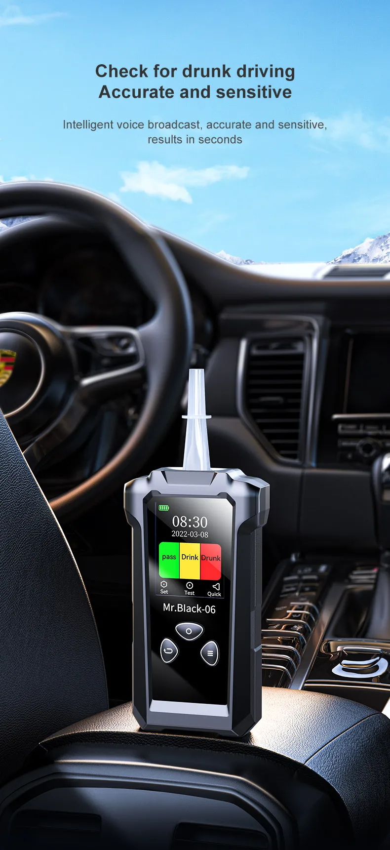 Fuel Cell Sensor Tester Breathalyzer Lcd Digital Alcohol Tester Meter