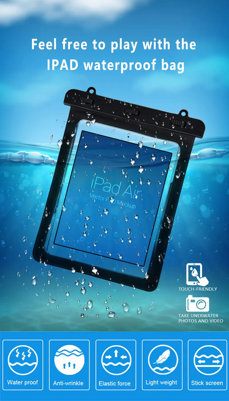 Underwater Full Sealed PVC Swimming Waterproof Bag For Ipad Sundries Waterproof Storage Bag
