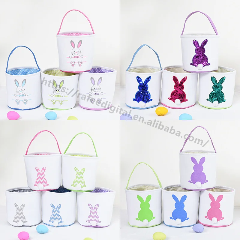 Wholesale 2023 Diy Personalized Girls Kids Gift Blank Sublimation Tote Canvas Linen Bag Easter