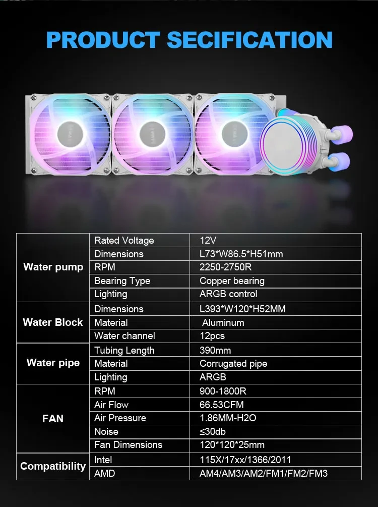 Factory Oem Aio Liquid Cpu Cooler Argb Computer Case Fan With Pwm