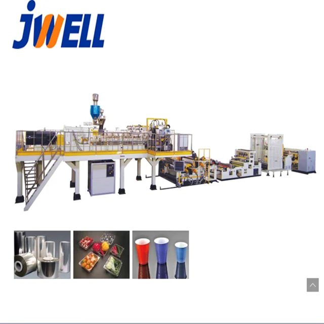 Jwell Clear Transparent Thermoforming Plastic PVC PET APET PETG PLA PP ABS Film Sheet Extrusion Lines for Food Packaging Sheet