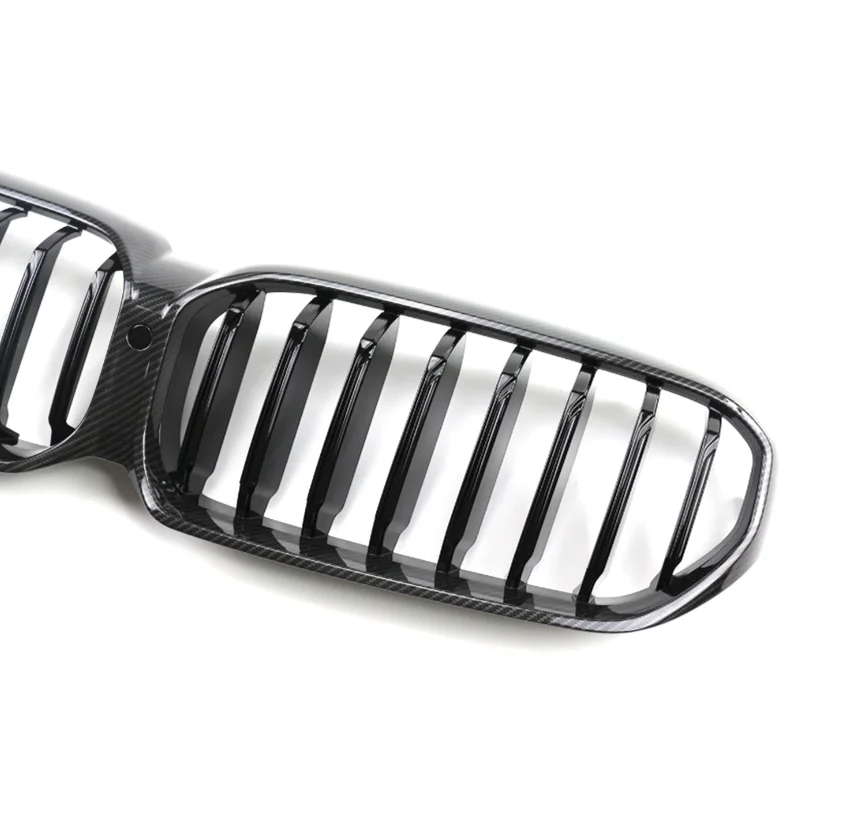 product tiypeor car front kidney grille black front bumper grill carbon fiber single slat car grills for bmw 5 series g30 2020-3