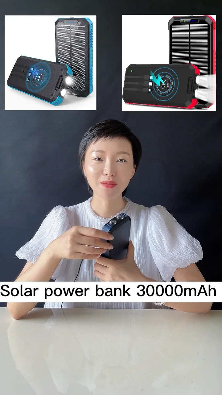 Power Bank Solar 30000mah Wireless Panel Charging Energy Portable