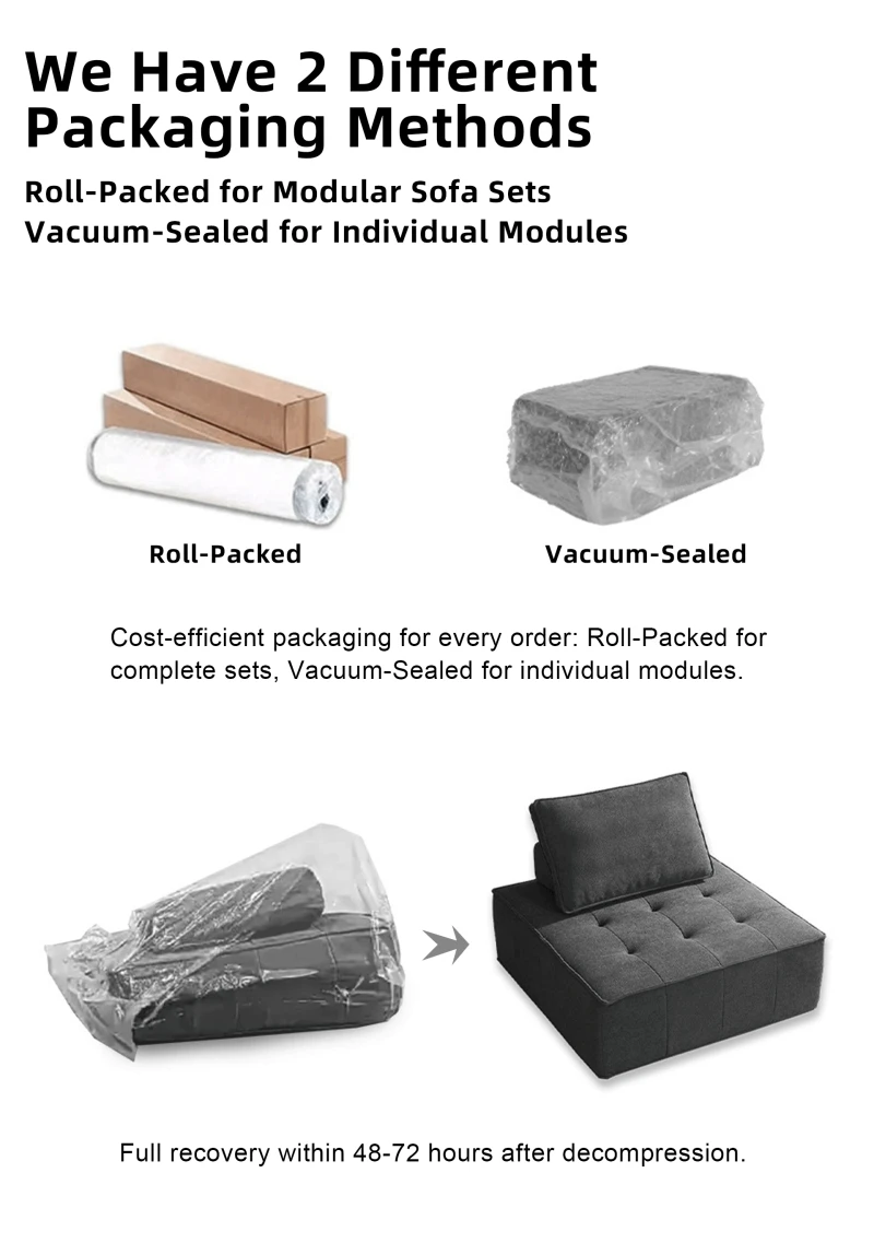 Compressed Sectional U Shape Compression Sofas for Living Room